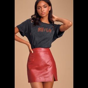 NEW Lulu’s Corte Red Vegan Leather Mini Skirt